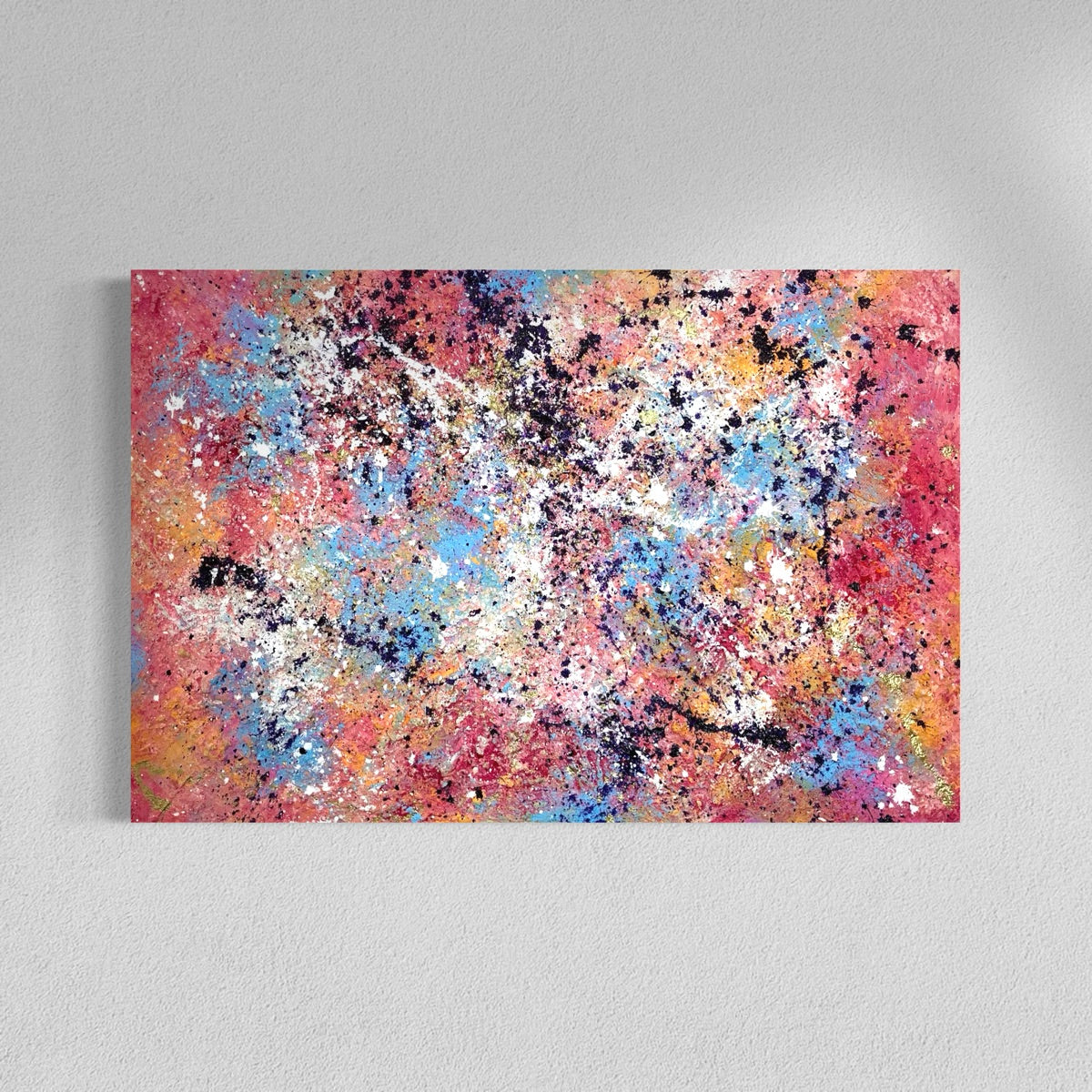 Abstraktes Gemälde kaufen - Dopamine Firework 120x80 cm - bunt, action painting