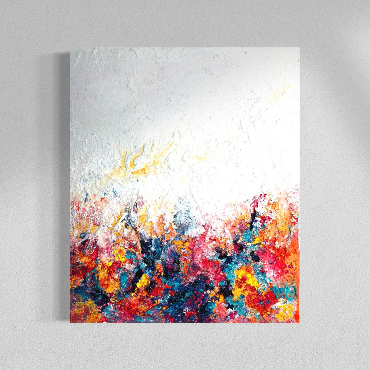 Abstraktes Gemälde kaufen - Flower Shower 60x50 cm - textur auf leinwand