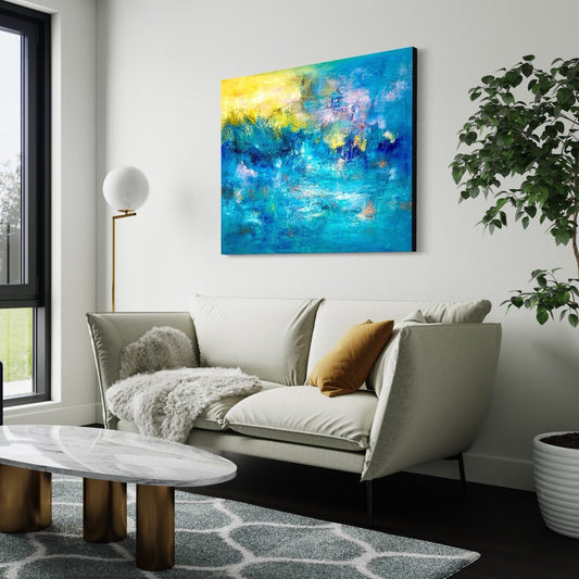 Abstraktes Gemälde kaufen - Morning Glow 120x100 cm - gemaelde - kaufen - sabine - runge - muenchen