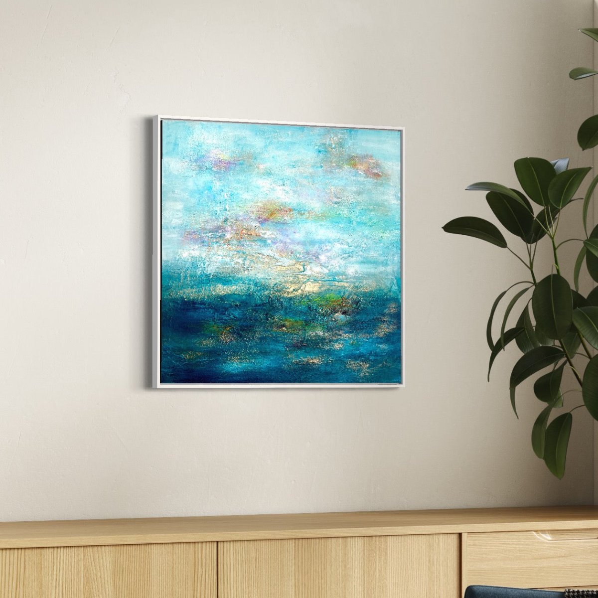 Abstraktes Gemälde kaufen - Paradise Bay 80x80 cm - gemaelde - kaufen - sabine - runge - muenchen