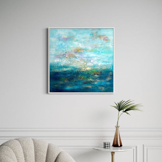 Abstraktes Gemälde kaufen - Paradise Bay 80x80 cm - gemaelde - kaufen - sabine - runge - muenchen