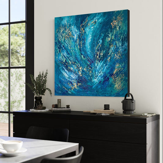 Abstraktes Gemälde kaufen - Coral Reef 80x80 cm - gemaelde - kaufen - sabine - runge - muenchen