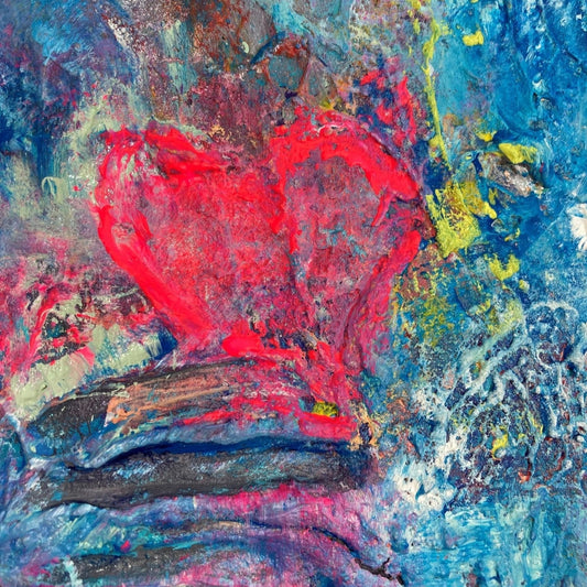 Abstraktes Gemälde kaufen - Rainbow Heart 100x80 cm - gemaelde - kaufen - sabine - runge - muenchen