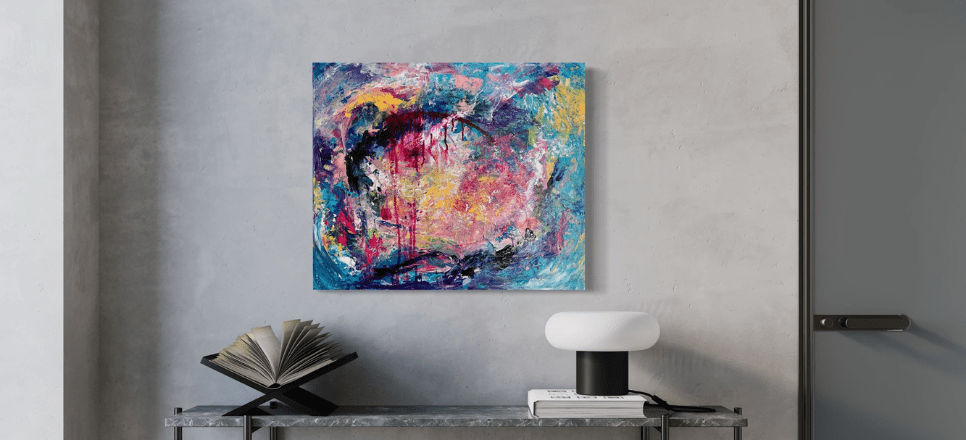 Abstrakte Kunst Genf – Originalgemälde für elegante Interiors & See-Residenzen - Sabine Runge Painting