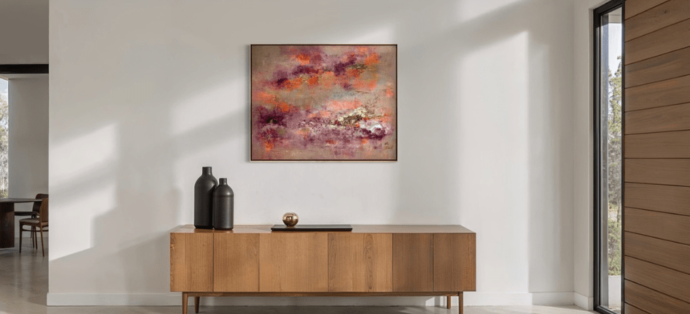 Abstrakte Kunst im Wohnzimmer – Originalgemälde & Designermöbel perfekt kombinieren - Sabine Runge Painting