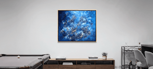 Abstraktes Gemälde in Blau-Gold: Warum diese Kombination zeitlose Eleganz verkörpert - Sabine Runge Painting