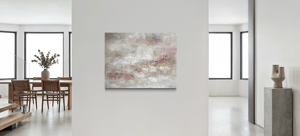 Abstraktes Gemälde in Rosé-Gold: Warum diese Kombination zeitlose Eleganz verkörpert - Sabine Runge Painting