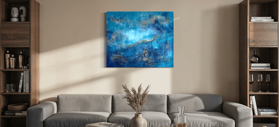 Abstraktes Gemälde in Türkis: Warum diese Farbe Ihre Räume belebt - Sabine Runge Painting