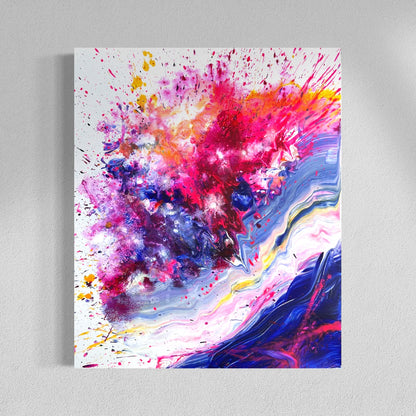 Abstraktes Kunstwerk kaufen - Oxytocin Rush 60x50 cm pink, blau, bunt