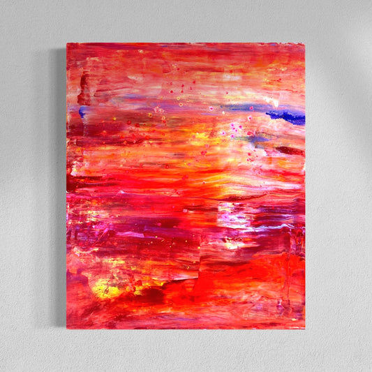 Abstraktes Kunstwerk kaufen - Adrenalin 60x50 cm - rot, orange