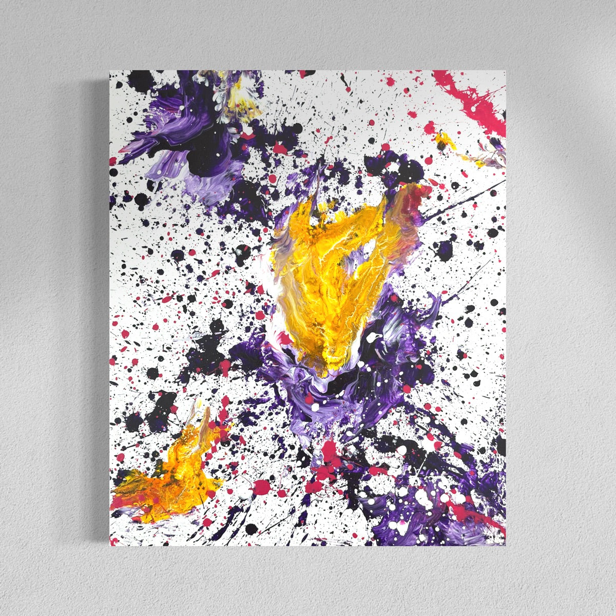 Abstraktes Gemälde kaufen - Neural Bloom 60x50 cm - lila gelb auf Leinwand