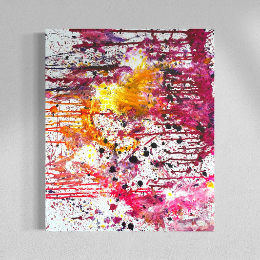 Abstraktes Kunstwerke kaufen - Endorphin Drift 60x50 cm - pink gelb
