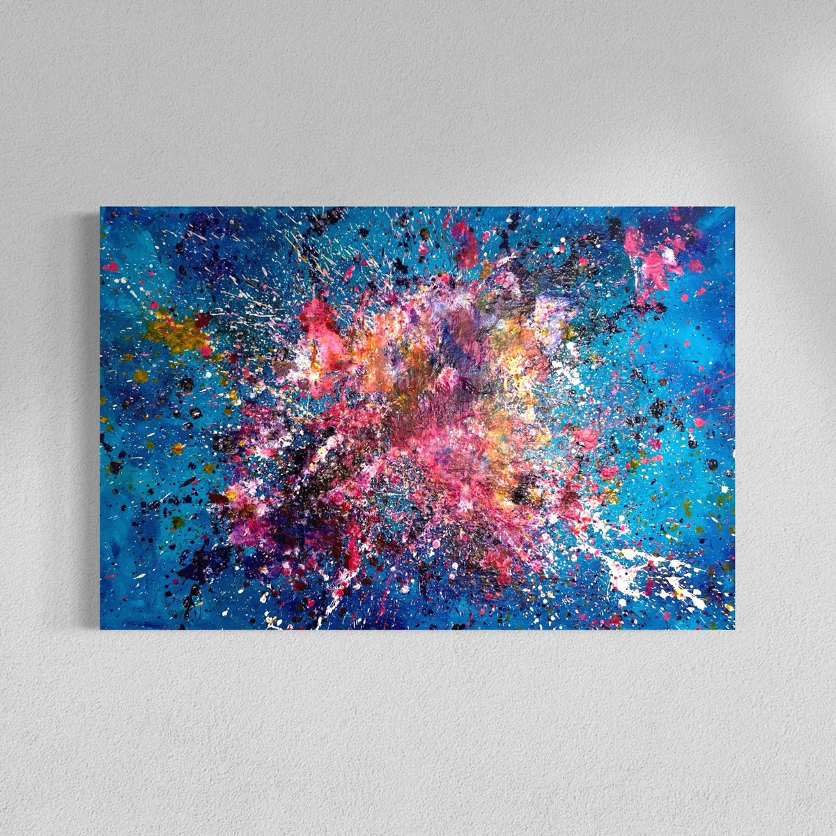 Abstraktes Gemälde kaufen - Serotonin Flow 120x80 cm - blau bunt
