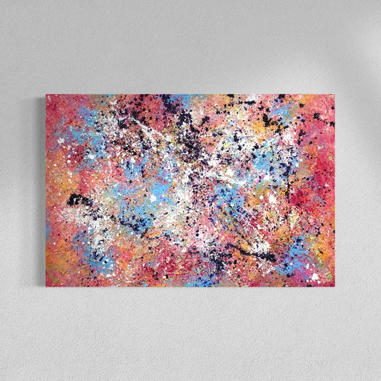 Abstraktes Gemälde kaufen - Dopamine Firework 120x80 cm -  bunt, action painting