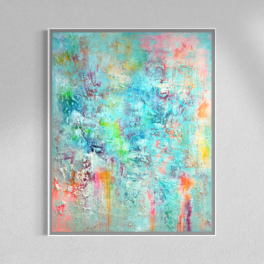 Abstraktes Gemälde kaufen - Urban Spirit 100x80 cm - textur neon bunt acryl auf leinwand