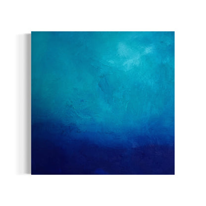 Abstraktes Originalgemälde Deep Dive – großes Wandbild in Türkis und Nachtblau, 100 x 100 cm, Sabine Runge Painting