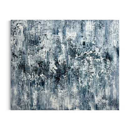 Abstraktes Originalgemälde Before the Storm – Acryl und Strukturpaste in Paynesgrey und Weiß, 120 x 100 cm, Sabine Runge Painting