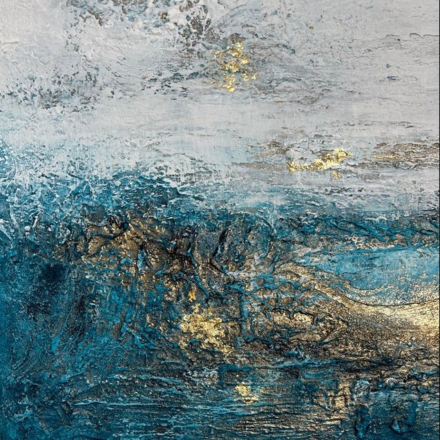 Abstraktes Gemälde kaufen - Aqua Aura 100×100 cm - gemaelde - kaufen - sabine - runge - muenchen