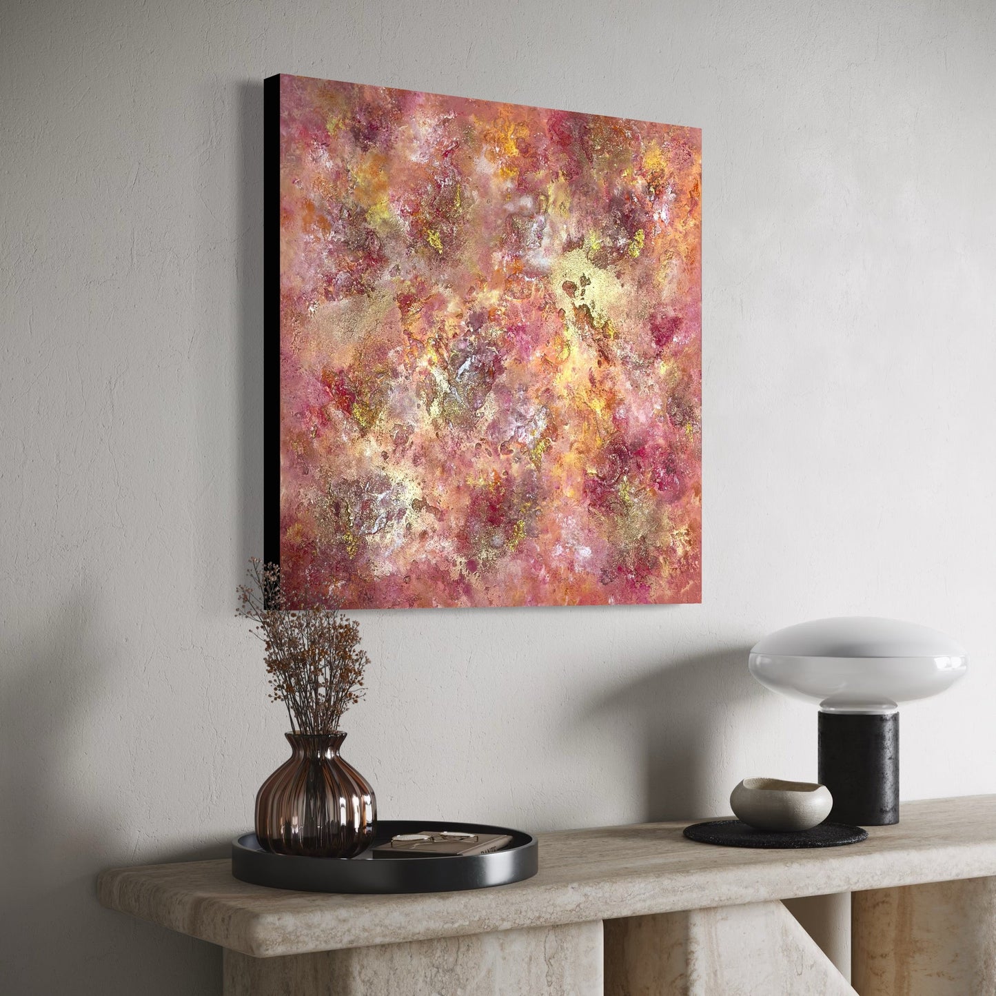 Abstraktes Gemälde kaufen - Aurum Rise 80x80 cm - gemaelde - kaufen - sabine - runge - muenchen