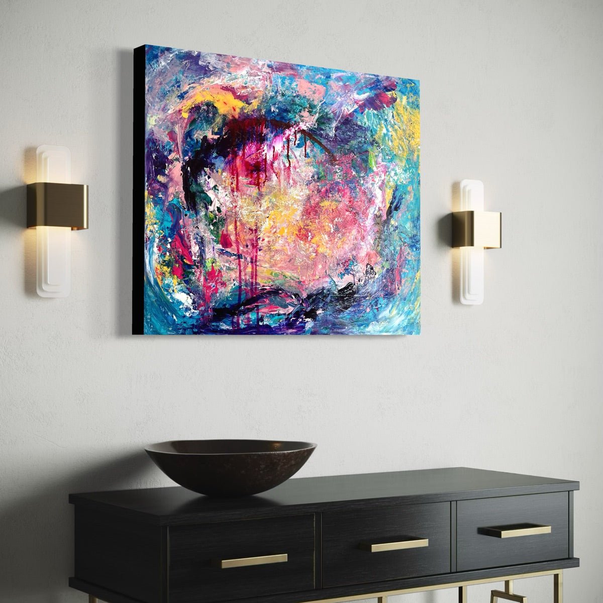 Abstraktes Gemälde kaufen - Burning Boundaries 60x50 cm - gemaelde - kaufen - sabine - runge - muenchen