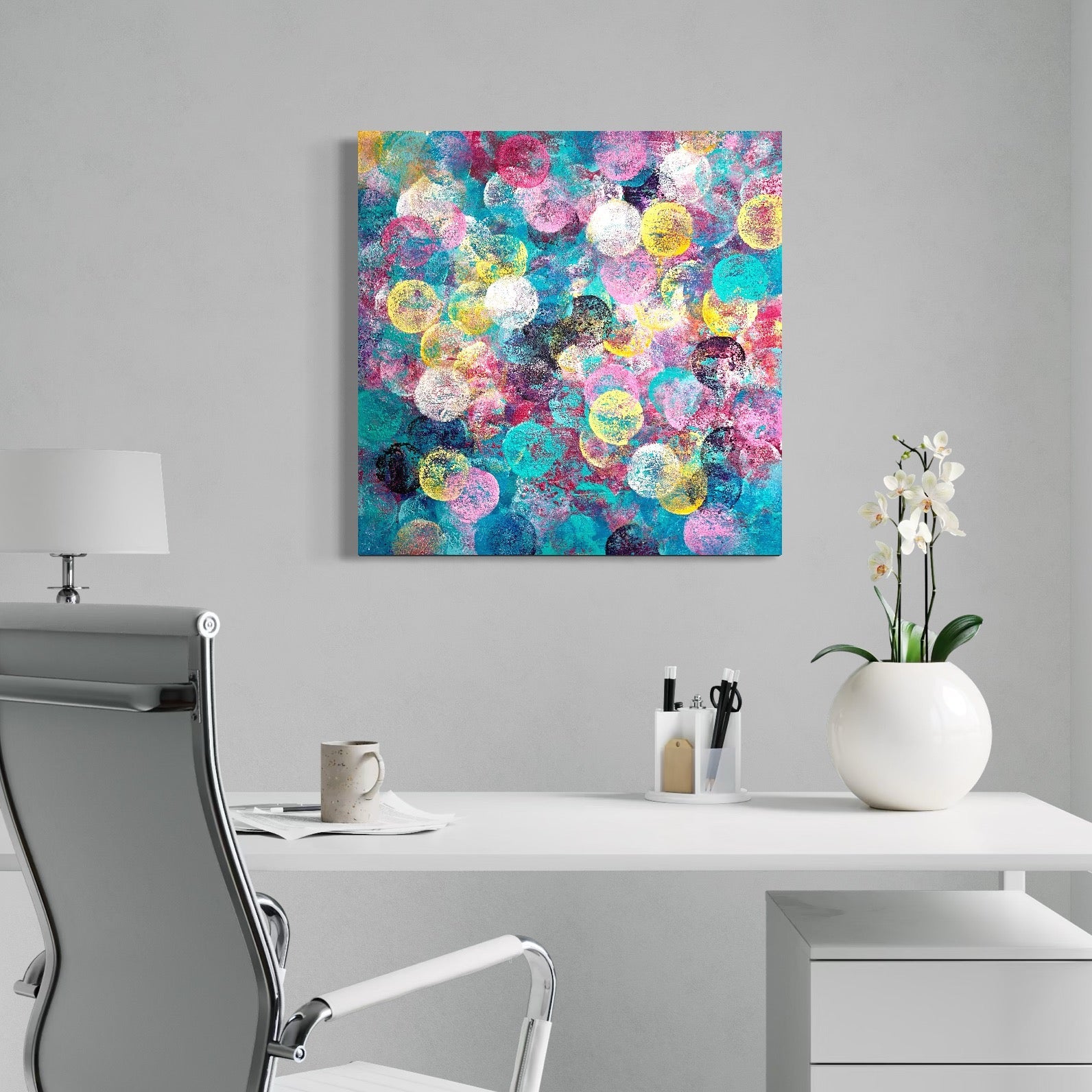 Abstraktes Gemälde kaufen - Connecting the Dots 80x80 cm - gemaelde - kaufen - sabine - runge - muenchen
