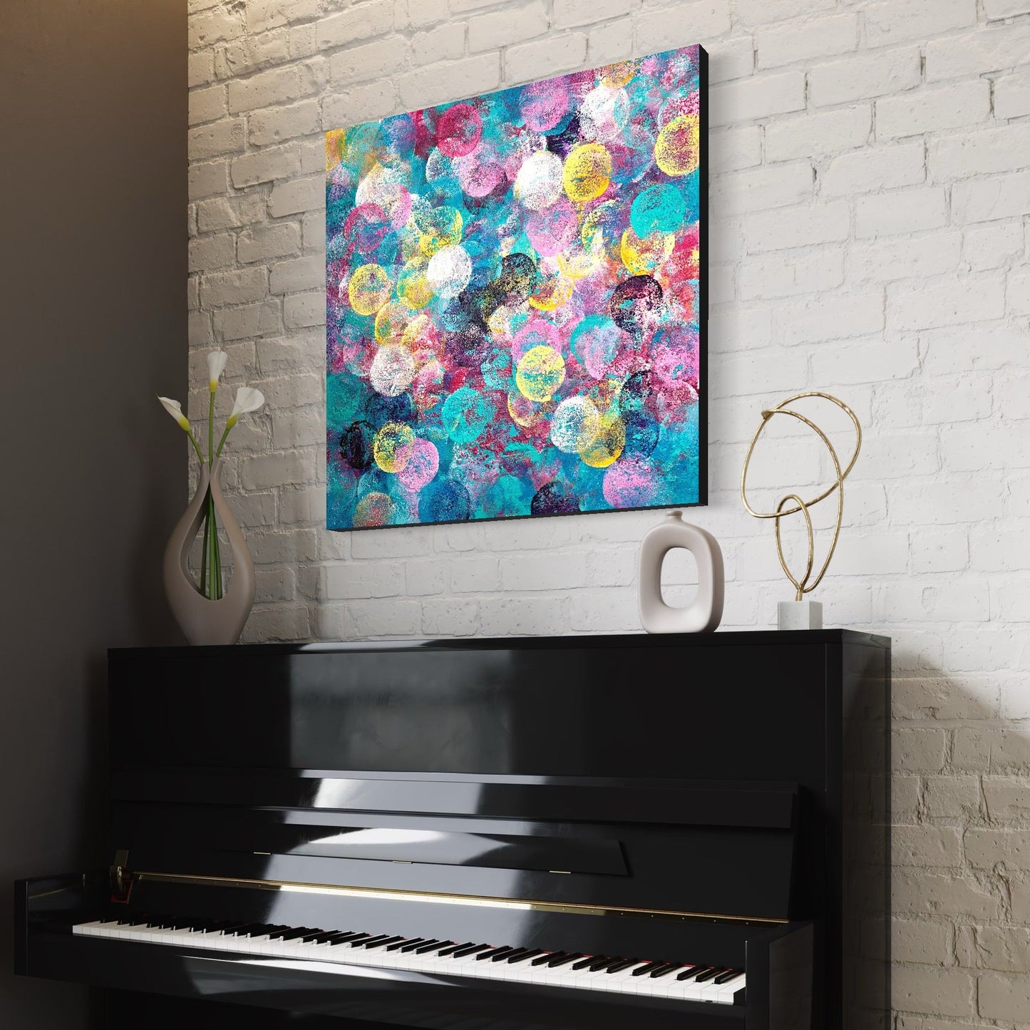Abstraktes Gemälde kaufen - Connecting the Dots 80x80 cm - gemaelde - kaufen - sabine - runge - muenchen