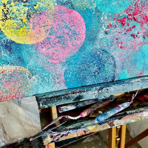 Abstraktes Gemälde kaufen - Connecting the Dots 80x80 cm - gemaelde - kaufen - sabine - runge - muenchen