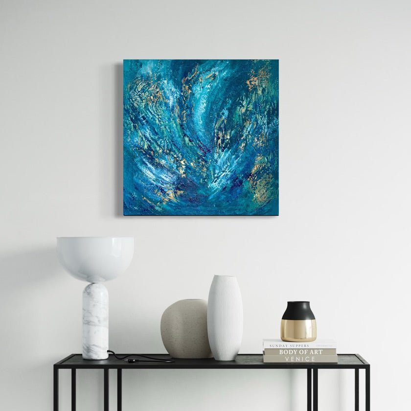 Abstraktes Gemälde kaufen - Coral Reef 80x80 cm - gemaelde - kaufen - sabine - runge - muenchen
