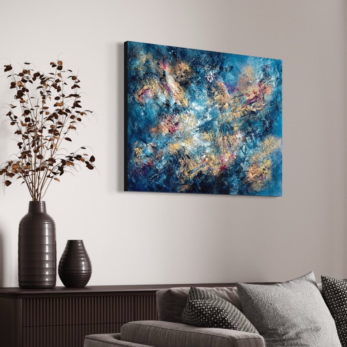 Abstraktes Gemälde kaufen - Dance on the Vulcano 100x80 cm - gemaelde - kaufen - sabine - runge - muenchen