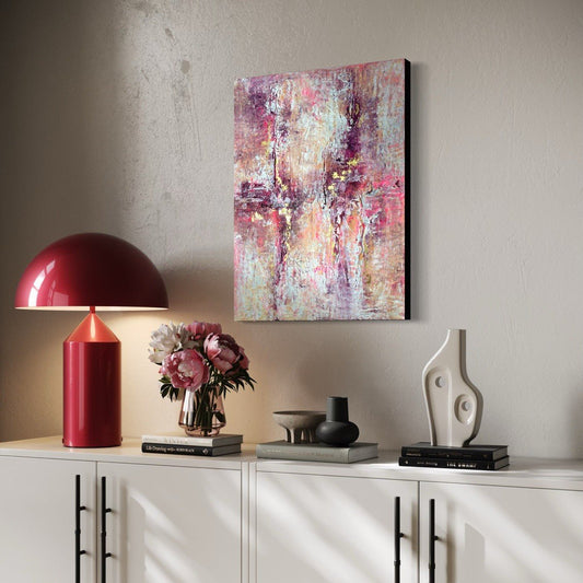 Abstraktes Gemälde kaufen - Flamingo Love 60x80 cm - gemaelde - kaufen - sabine - runge - muenchen