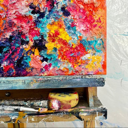 Abstraktes Gemälde kaufen - Flower Shower 60x50 cm - gemaelde - kaufen - sabine - runge - muenchen