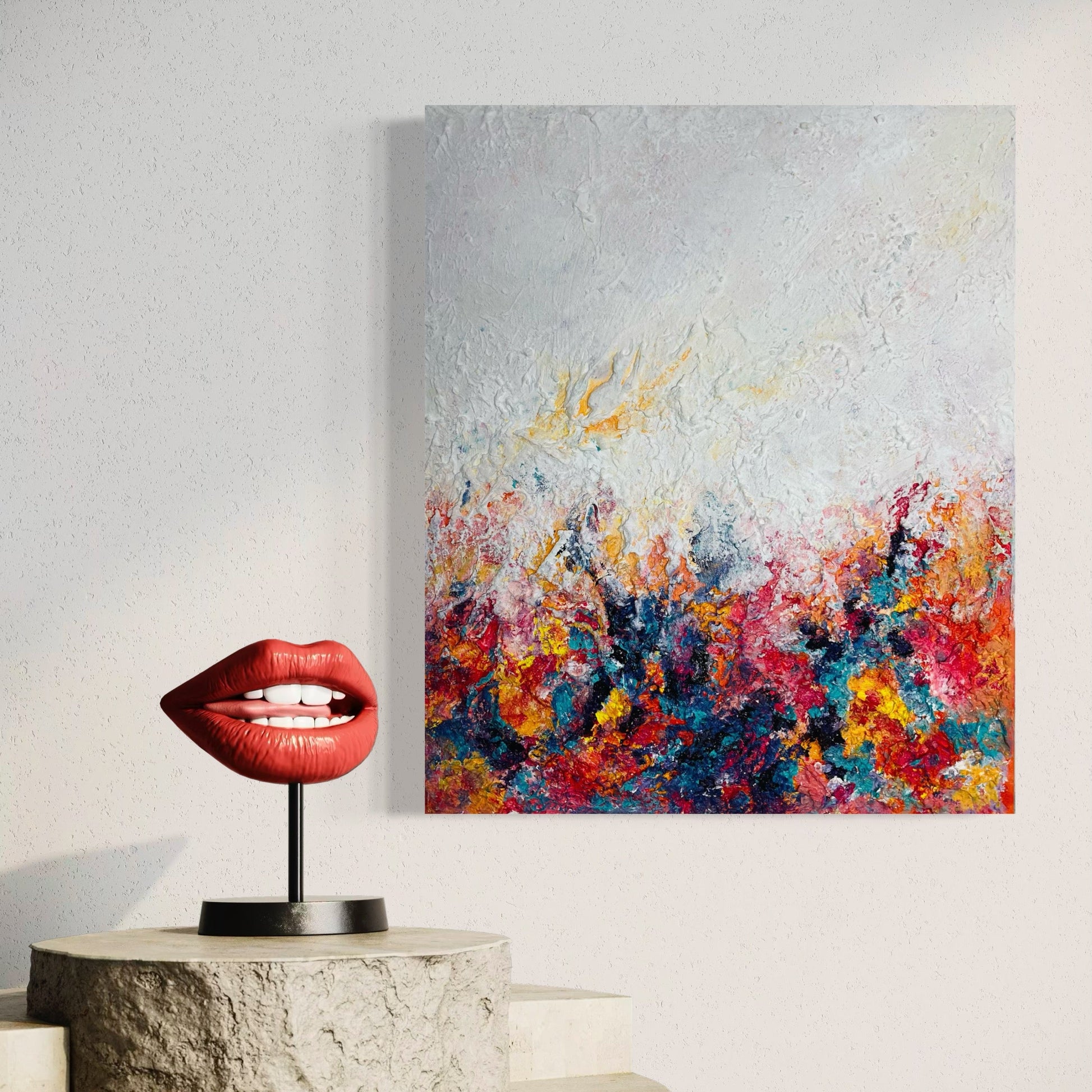 Abstraktes Gemälde kaufen - Flower Shower 60x50 cm - gemaelde - kaufen - sabine - runge - muenchen