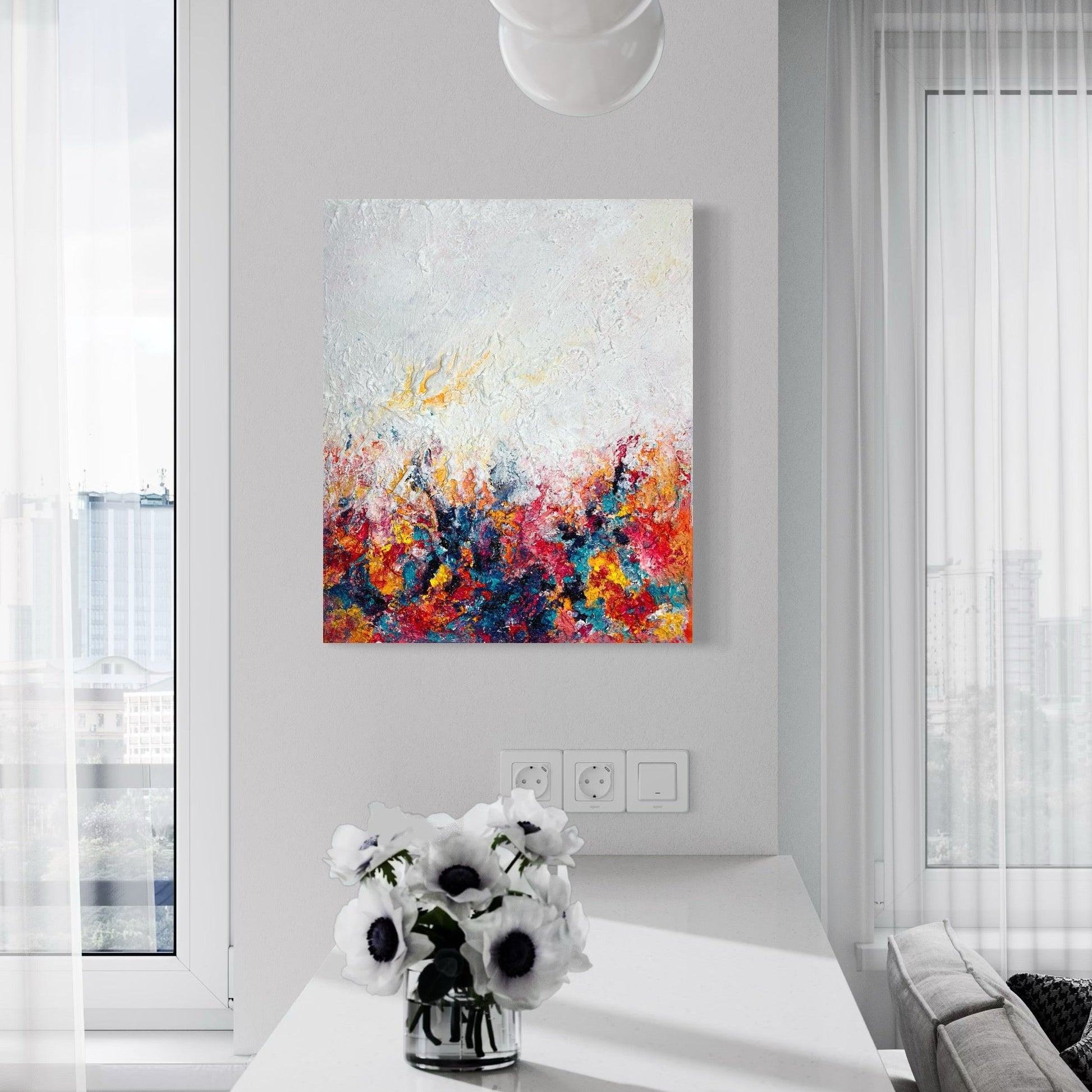 Abstraktes Gemälde kaufen - Flower Shower 60x50 cm - gemaelde - kaufen - sabine - runge - muenchen