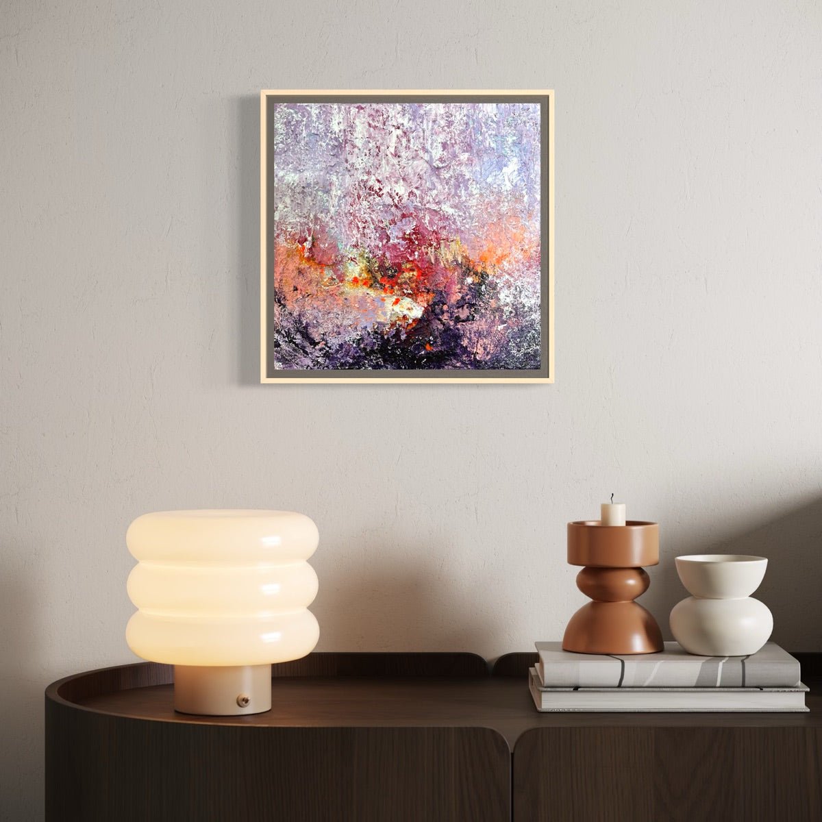 Abstraktes Gemälde kaufen - Lava & Lavender 30x30 cm - gemaelde - kaufen - sabine - runge - muenchen
