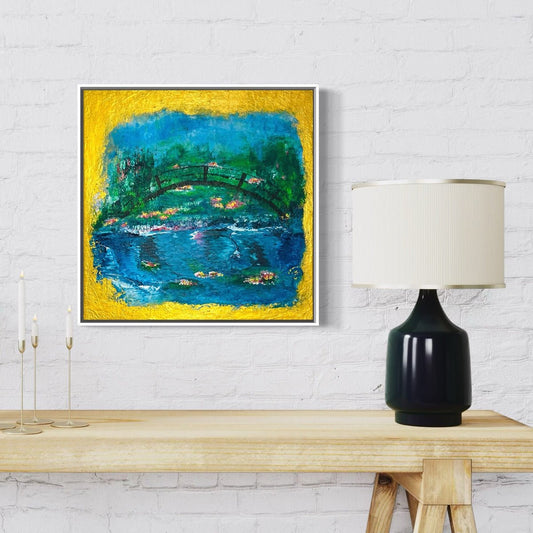 Abstraktes Gemälde kaufen - Monet's Garden Giverny 40x40 cm - gemaelde - kaufen - sabine - runge - muenchen
