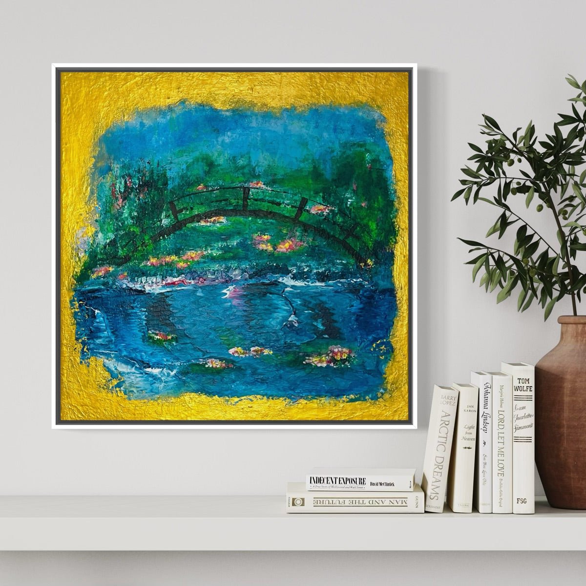 Abstraktes Gemälde kaufen - Monet's Garden Giverny 40x40 cm - gemaelde - kaufen - sabine - runge - muenchen