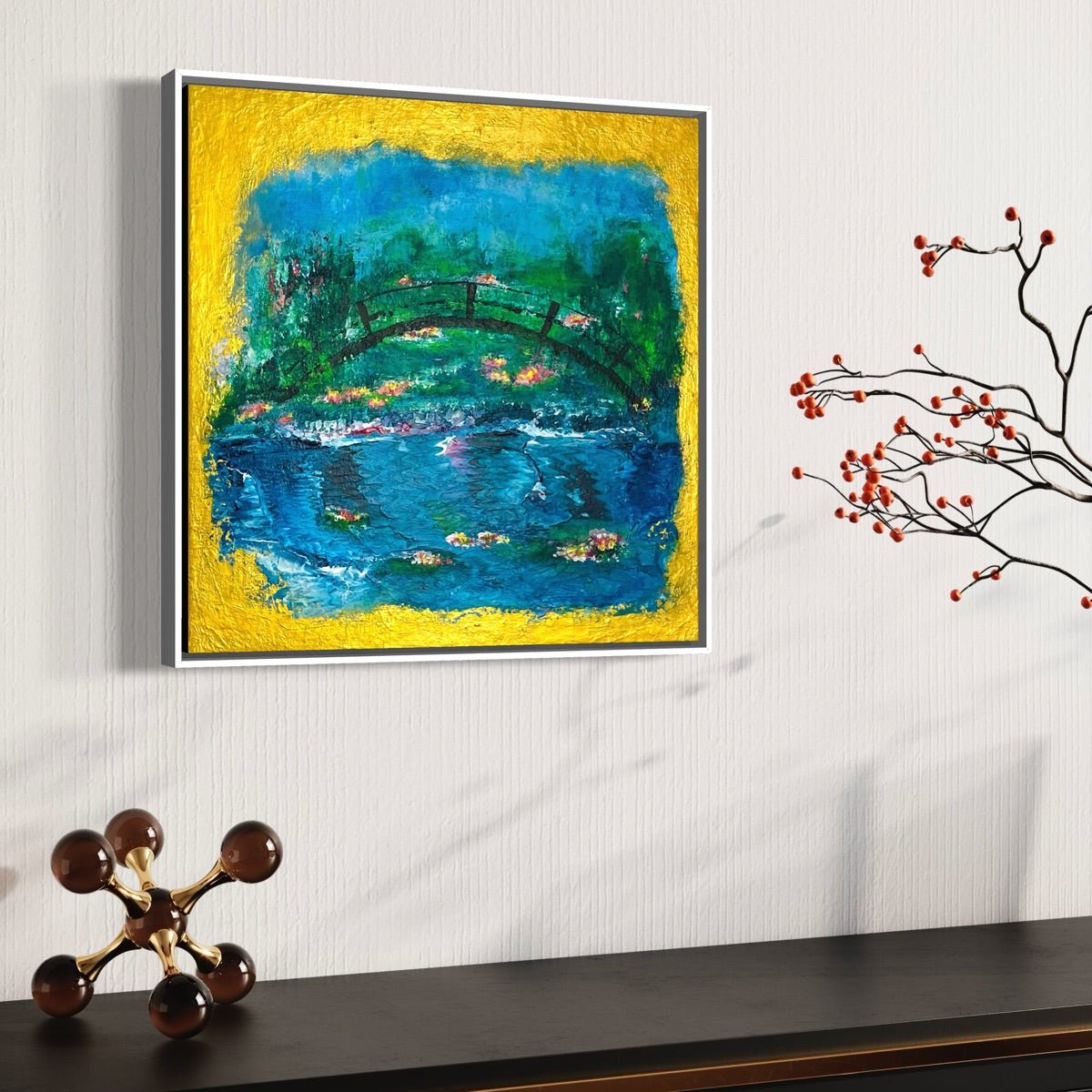 Abstraktes Gemälde kaufen - Monet's Garden Giverny 40x40 cm - gemaelde - kaufen - sabine - runge - muenchen