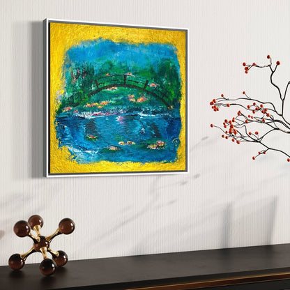 Abstraktes Gemälde kaufen - Monet's Garden Giverny 40x40 cm - gemaelde - kaufen - sabine - runge - muenchen