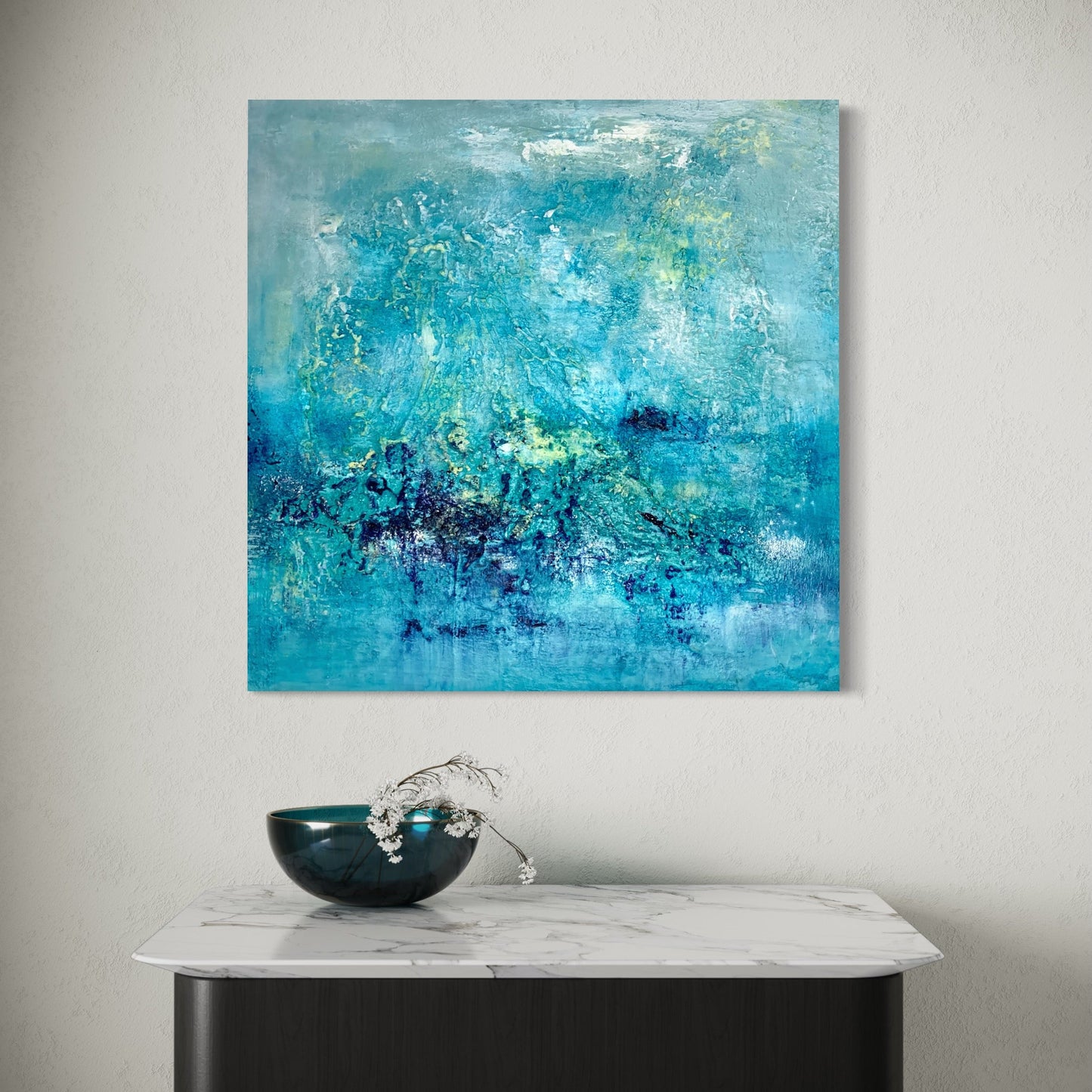 Abstraktes Gemälde kaufen - Ocean of Clouds 60x60 cm - gemaelde - kaufen - sabine - runge - muenchen