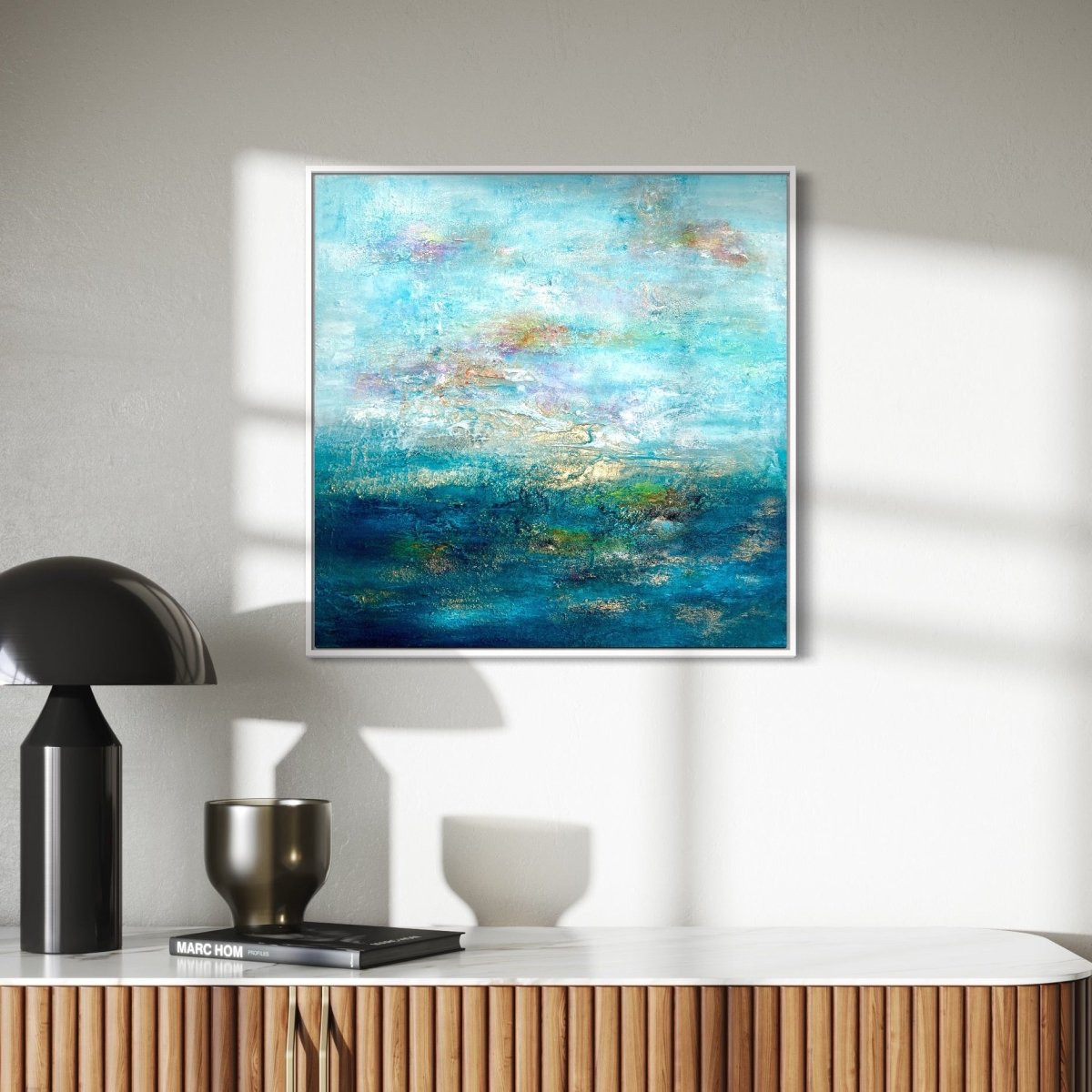 Abstraktes Gemälde kaufen - Paradise Bay 80x80 cm - gemaelde - kaufen - sabine - runge - muenchen