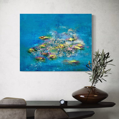 Abstraktes Gemälde kaufen - Water Lilies 100x80 cm - gemaelde - kaufen - sabine - runge - muenchen