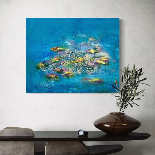 Abstraktes Gemälde kaufen - Water Lilies 100x80 cm - gemaelde - kaufen - sabine - runge - muenchen
