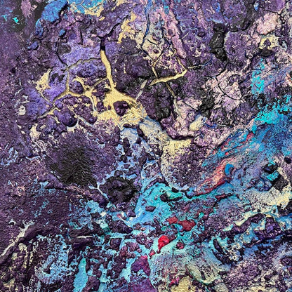 Abstrakte Kunst kaufen mit Roségold-Akzenten – Nahaufnahme Velvet Abyss von Sabine Runge