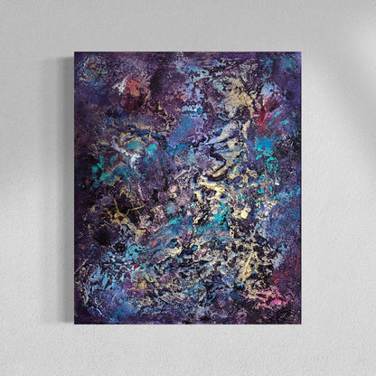 Kunst kaufen für moderne Sichtbetonwände – abstraktes Originalgemälde Velvet Abyss von Sabine Runge