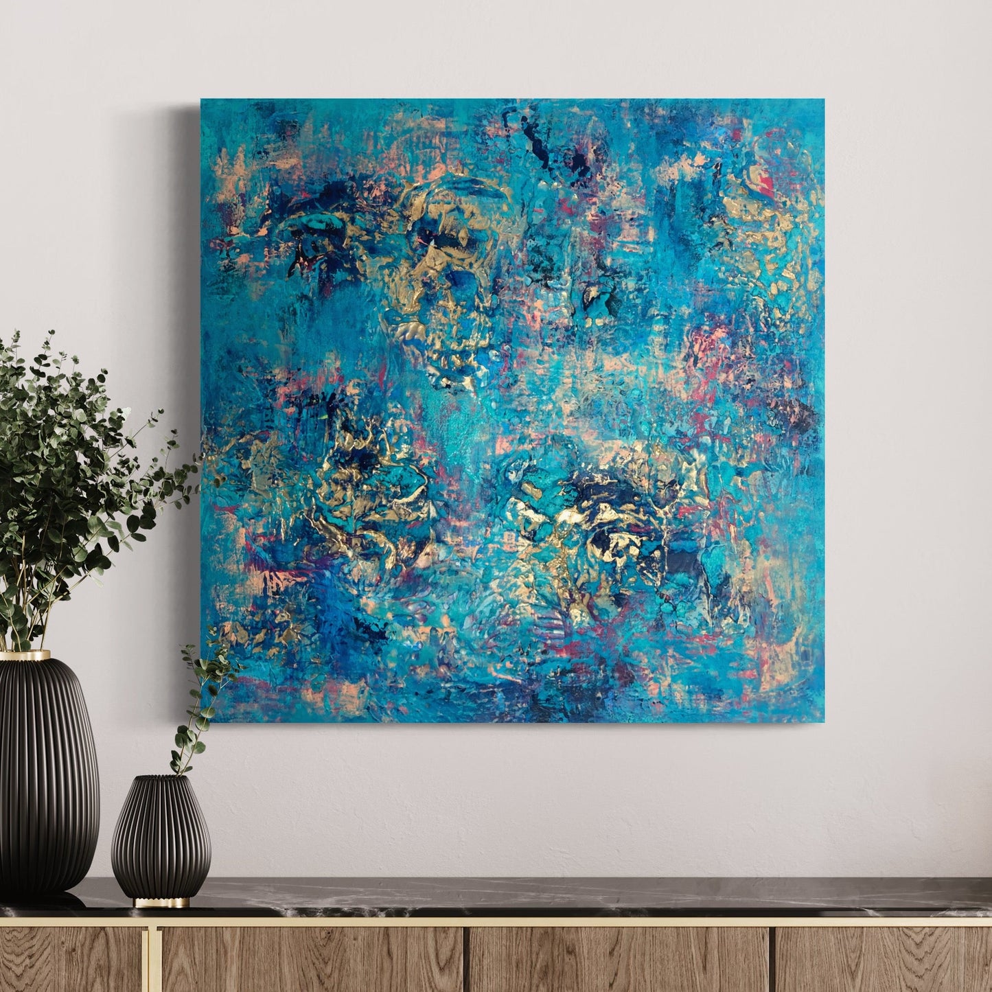 Kunstwerk kaufen | Blue Monday 80x80 cm-unikate-kaufen-sabine-runge-münchen
