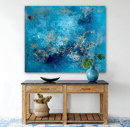Kunstwerk kaufen | Blue Secrets 120x100 cm-unikate-kaufen-sabine-runge-münchen