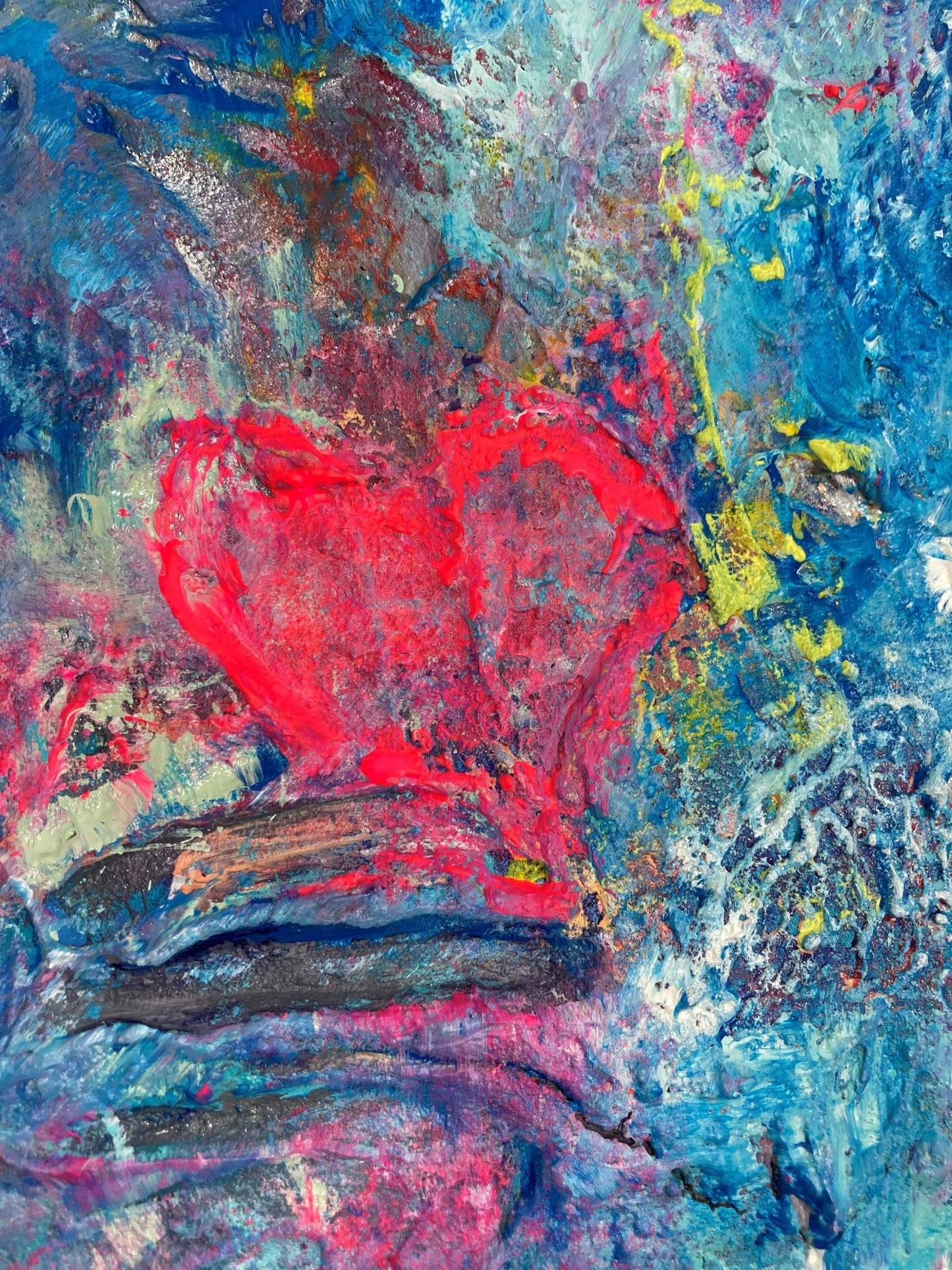 Kunstwerk kaufen | Rainbow Heart 100x80 cm-unikate-kaufen-sabine-runge-münchen