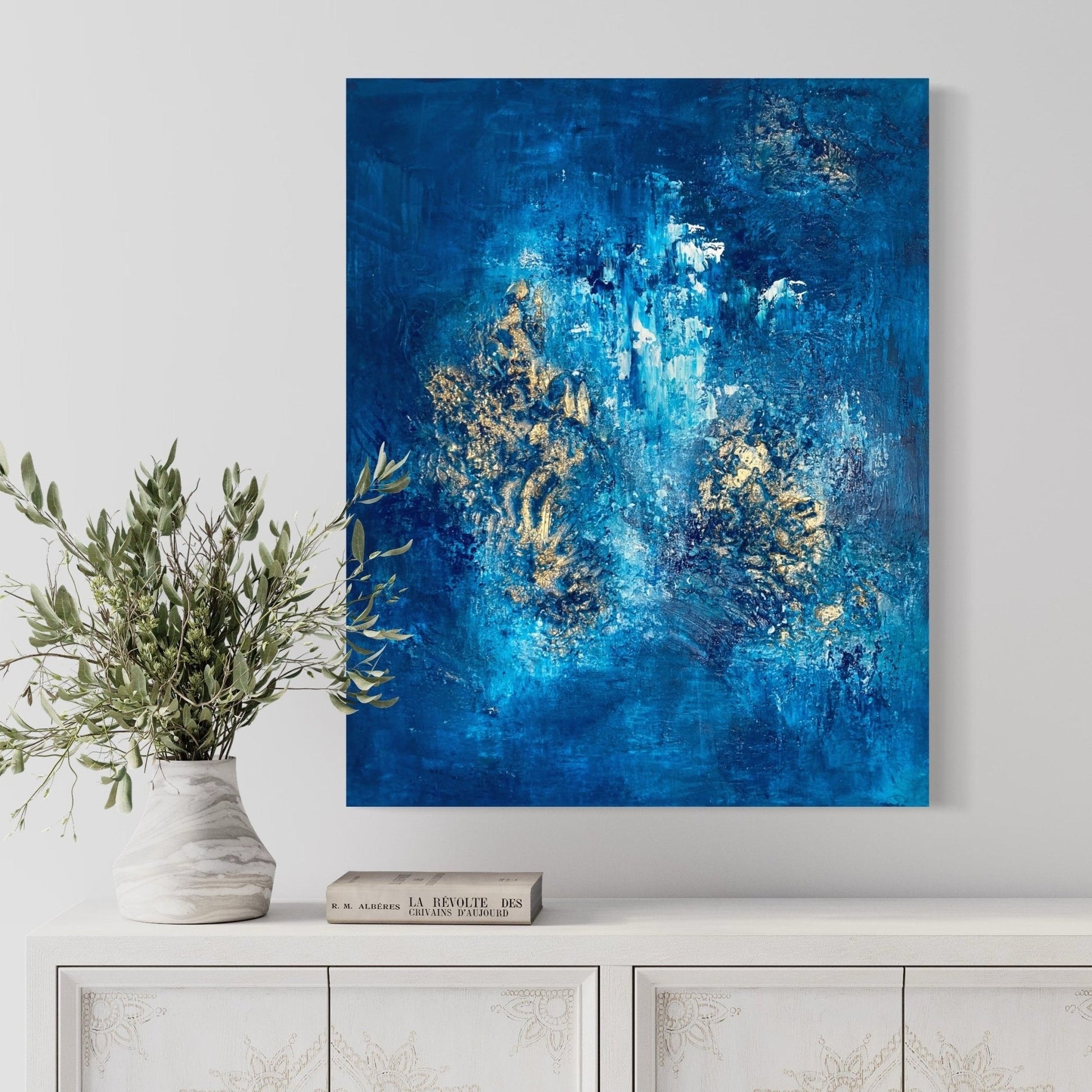 Abstraktes Gemälde kaufen - Blue Escape 100x80 cm - gemaelde - kaufen - sabine - runge - muenchen