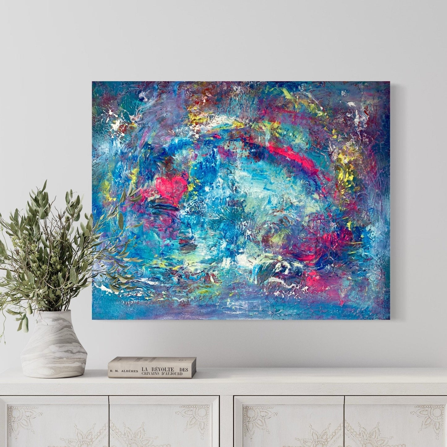 Abstraktes Gemälde kaufen - Rainbow Heart 100x80 cm - gemaelde - kaufen - sabine - runge - muenchen
