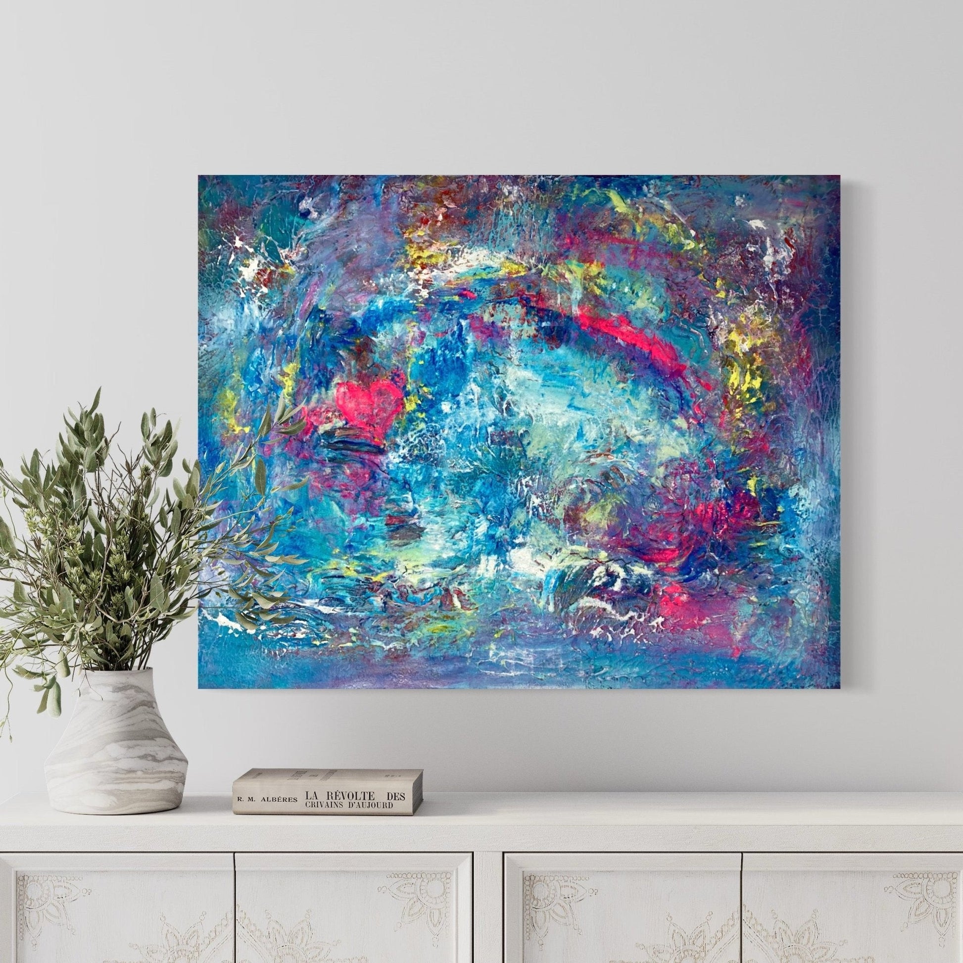 Abstraktes Gemälde kaufen - Rainbow Heart 100x80 cm - gemaelde - kaufen - sabine - runge - muenchen